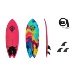 CBC - Planche De Surf En Mousse - Softboard - 5'2 Baja Fish - Pink / Rainbow -Plage Équipement Magasin cbc planche de surf en mousse softboard 52 baja fish pink rainbow 2