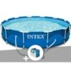 Intex Kit Piscine Tubulaire Metal Frame Ronde 3,66 X 0,76 M + Bâche à Bulles