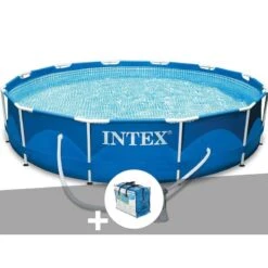Intex Kit Piscine Tubulaire Metal Frame Ronde 3,66 X 0,76 M + Bâche à Bulles