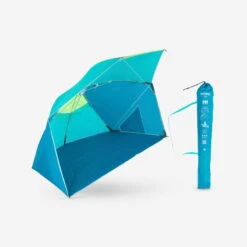 Decathlon Parasol Abri Plage Solaire Iwiko 180 Bleu Jaune UPF50+ 3 Places