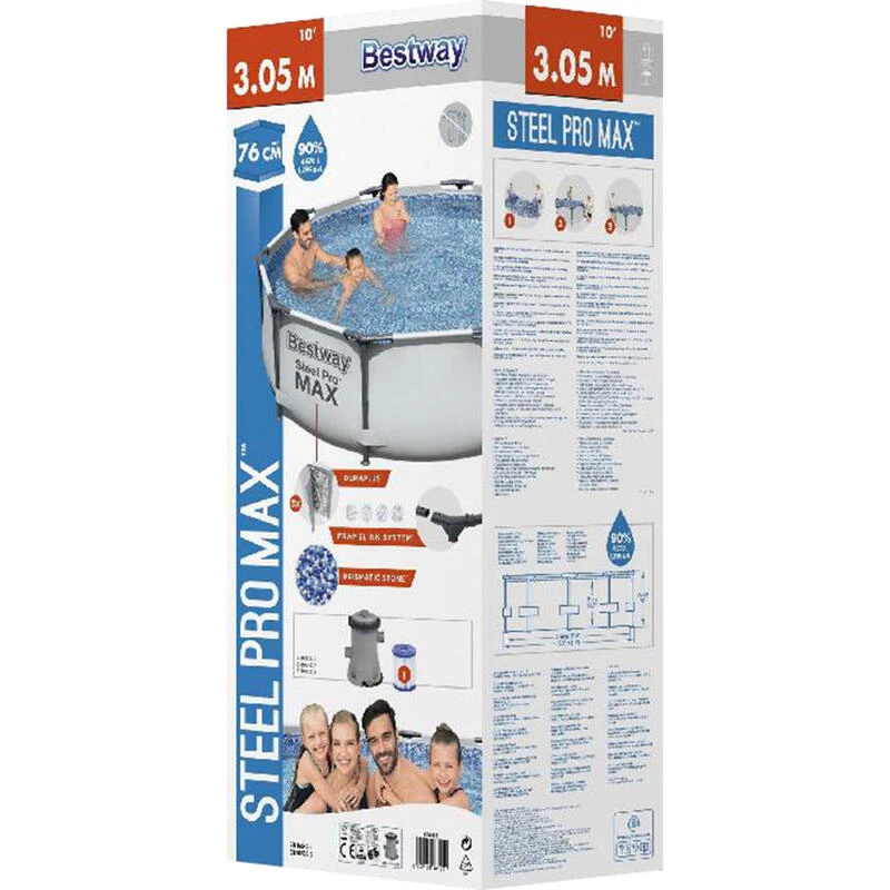 Piscine Bestway Steel Pro Max + Pompe à Filtre 305 Cm 4 Piscine Bestway Steel Pro Max + Pompe à Filtre 305 Cm – Image 2