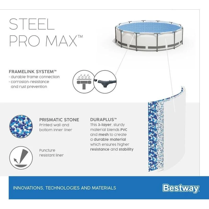 Piscine Bestway Steel Pro Max + Pompe à Filtre 305 Cm 9 Piscine Bestway Steel Pro Max + Pompe à Filtre 305 Cm – Image 7