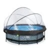 EXIT TOYS Piscine Couverte Wood ø300x76cm Avec Pompe Filtrante