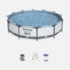 Bestway Piscine Tubulaire 3,6m Avec Pompe + Échelle | Sweeek -Plage Équipement Magasin piscine tubulaire 36m avec pompe echelle sweeek