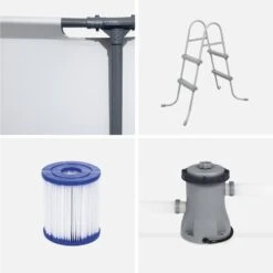 Bestway Piscine Tubulaire 3,6m Avec Pompe + Échelle | Sweeek -Plage Équipement Magasin piscine tubulaire 36m avec pompe echelle sweeek 3