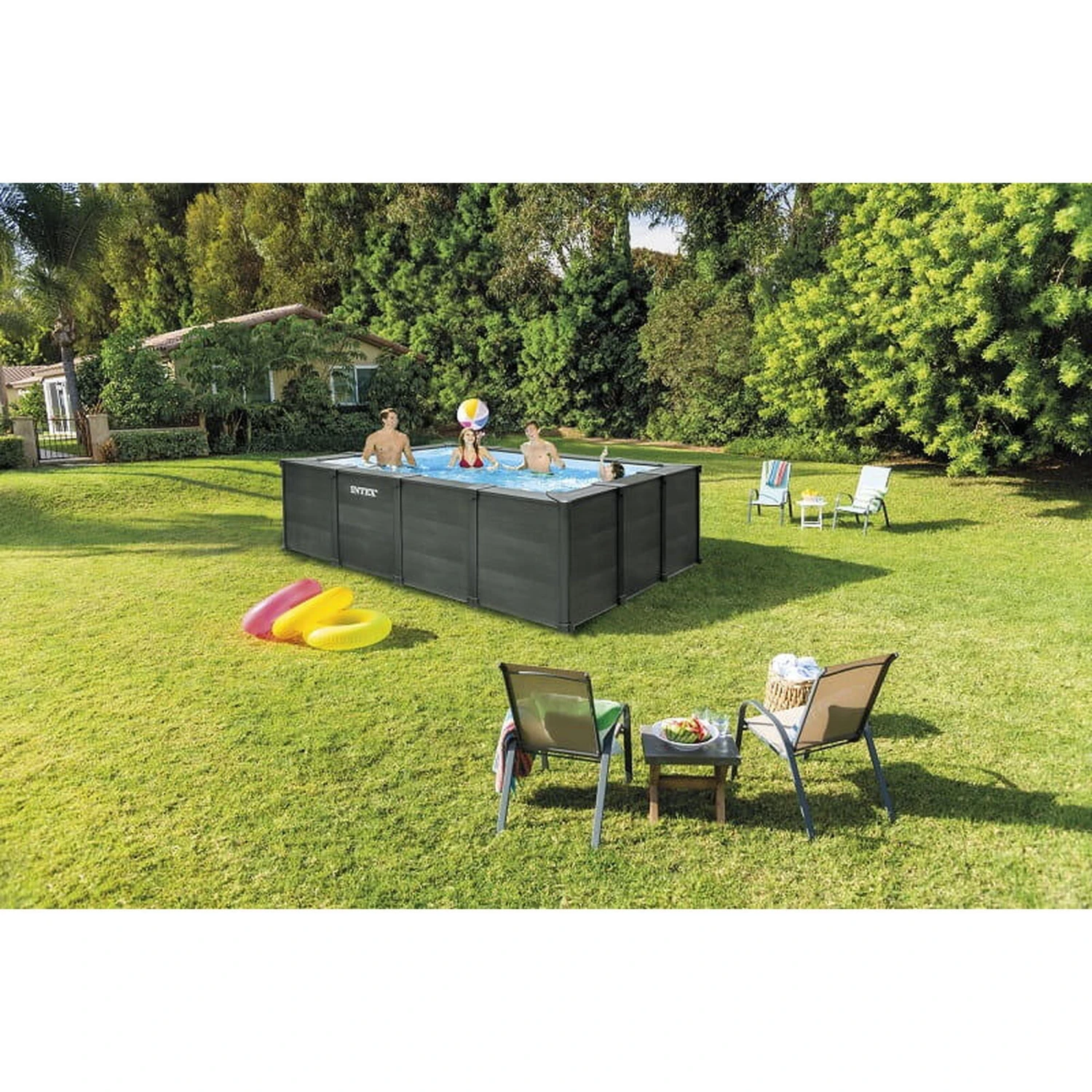 Intex Piscine Tubulaire Graphite Rectangulaire 4,00 X 3,00 X 1,24 M 5 Intex Piscine Tubulaire Graphite Rectangulaire 4,00 X 3,00 X 1,24 M – Image 3