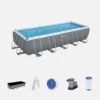 Bestway Piscine Tubulaire Hors Sol Vostok Grise , Rectangulaire 6x3m Avec Bâche -Plage Équipement Magasin piscine tubulaire hors sol vostok grise rectangulaire 6x3m avec bache