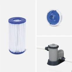 Bestway Piscine Tubulaire Hors Sol Vostok Grise , Rectangulaire 6x3m Avec Bâche -Plage Équipement Magasin piscine tubulaire hors sol vostok grise rectangulaire 6x3m avec bache 4