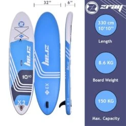Zray Sup Gonflable X-Rider X2 10'10 Dropstitch - 150kg 330x81x15cm(10'10"x32x6") Bleu -Plage Équipement Magasin sup gonflable x rider x2 1010 dropstitch 150kg 330x81x15cm1010x32x6 bleu 2