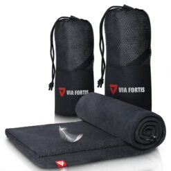Via Fortis Serviette De Sport En Microfibre Avec Poche - 80*40 Cm